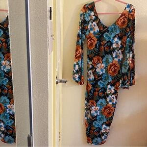NWOT by GISHI NY Elegant Floral Long Sleeve Dress, Size L
